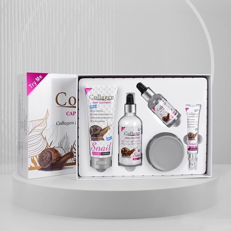 Snail Collagen Skin Care Set Cream Facial Cleanser Essence