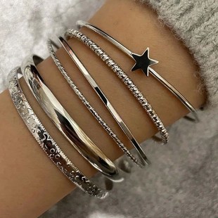 Bangles Multilayer pcs Star Women Simple for set Bracelets