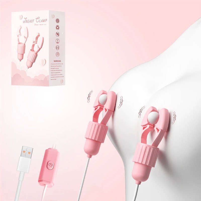 Sucking Vibrating Nipple Clamp Tongue Licking Vibrator For