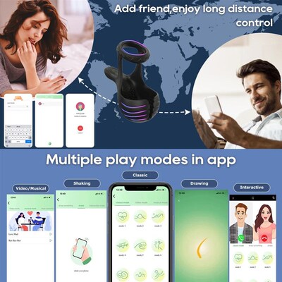 Male Testicles Vibrators Penis Massager APP Remote Cock Ring