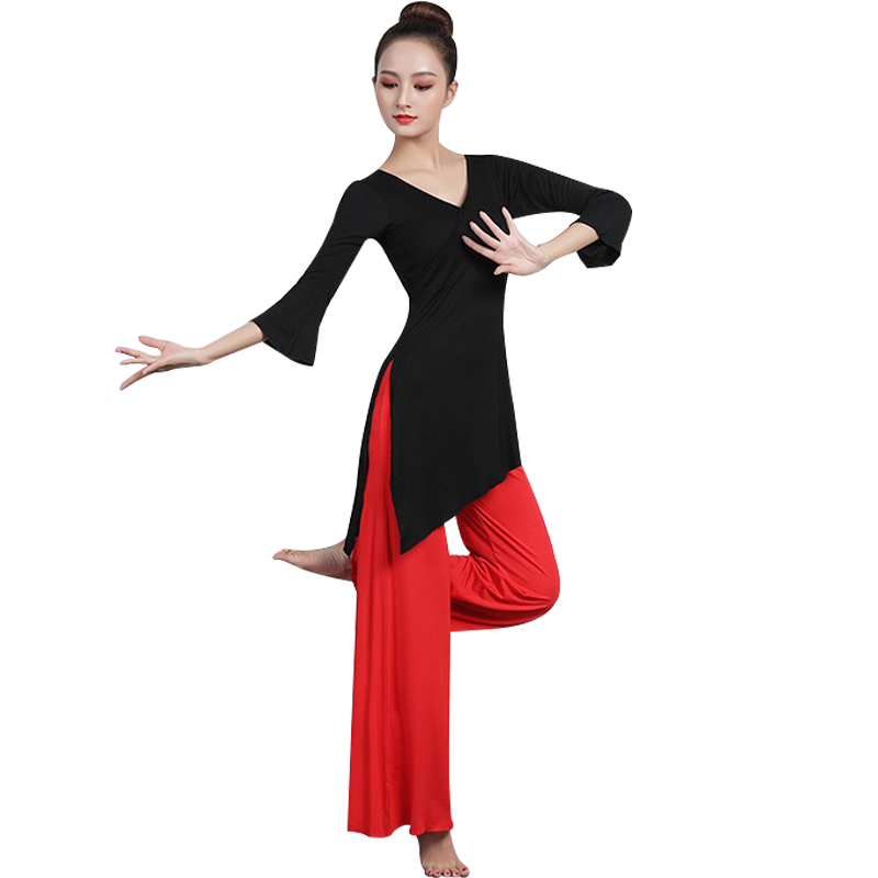 蝶际秋冬新款东方舞民族舞蹈练功服演出服女大码广场舞古典舞蹈服