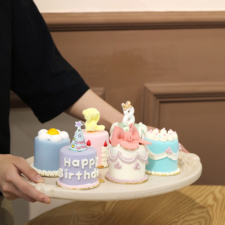 仿真迷你小蛋糕 可爱风甜点道具摆件 橱窗蛋糕模型婚庆摆台假蛋糕