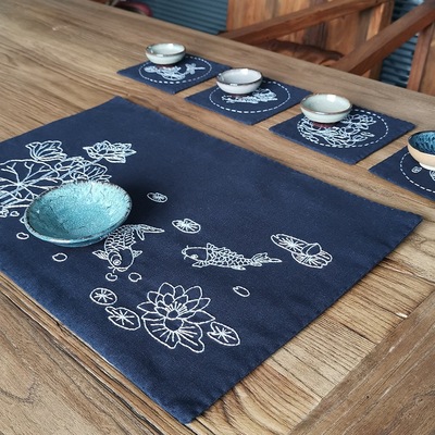 刺绣手工自绣diy初学者制作茶垫立体绣品杯垫茶席打发时间材料包