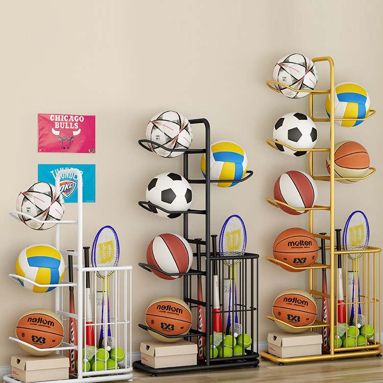 篮球收纳架家用客厅室内学校球类健身器材多层置物架落地式储物架