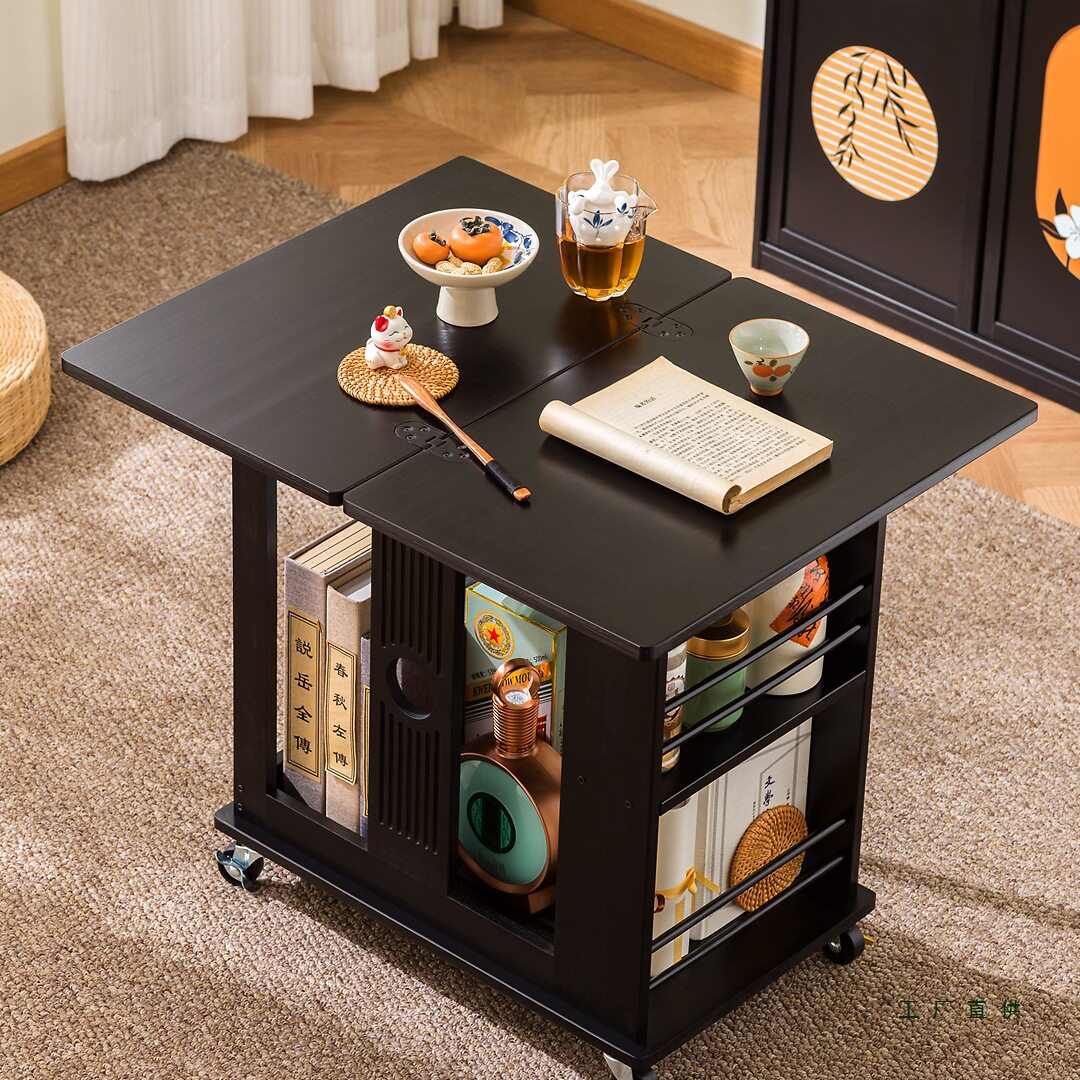 移动茶桌小茶台小户型客厅可折叠茶几沙发边几边柜阳台茶车置物架