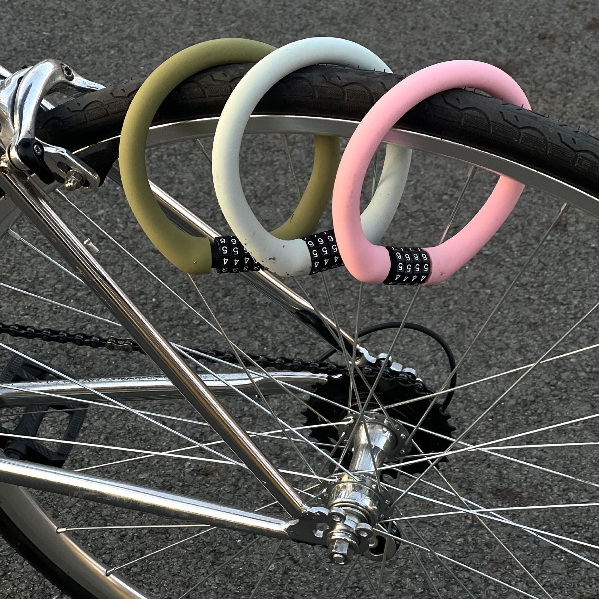 自行车密码锁电动车便携式记忆钢丝锁头盔防盗锁头公路车硅胶锁