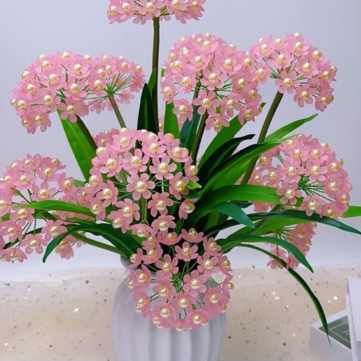 新款幸福绣球花材料包diy手工编织花束串珠材料家居饰品摆件