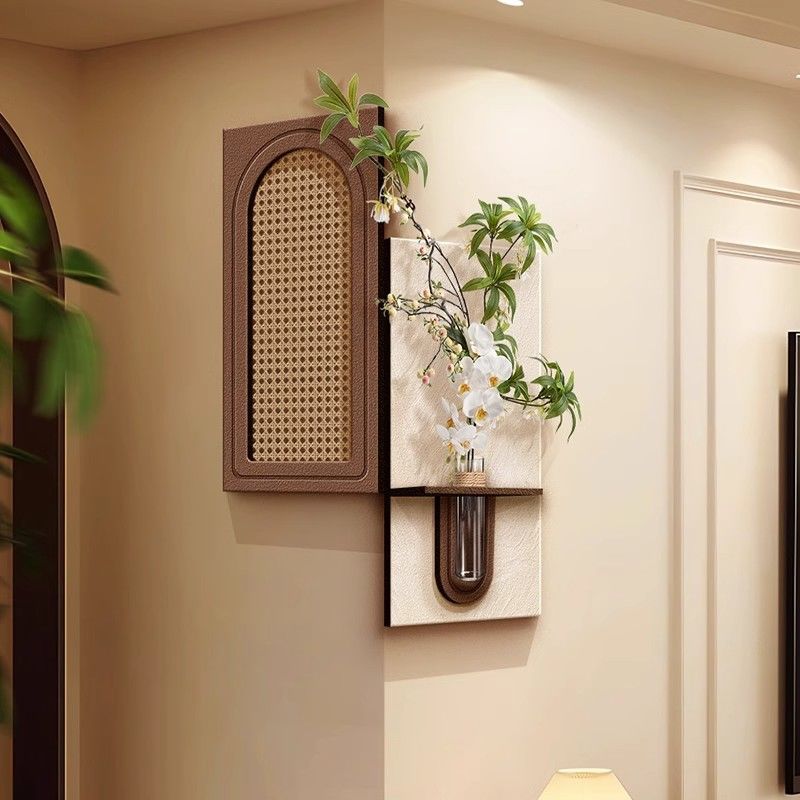 中古风客厅转角装饰画水培绿植立体砂岩拐角挂画创意墙面挂件壁画