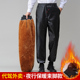 皮裤 束脚宽松骑行代驾工作保暖皮裤 子男士 防水软皮加绒加厚秋冬季