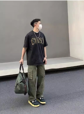 Tim Peake休闲裤男宽松直筒水洗美式复古高街潮牌vibe长裤S223