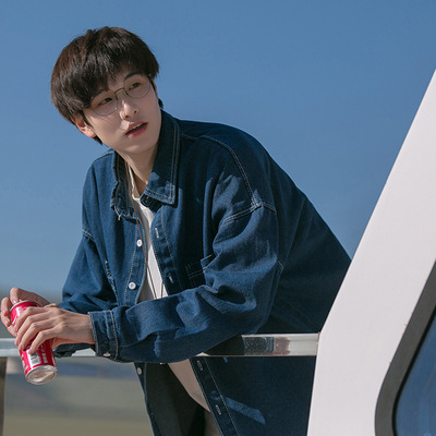 Tim Peake复古牛仔衬衫男ins高街长袖衬衣宽松休闲痞帅外套C022