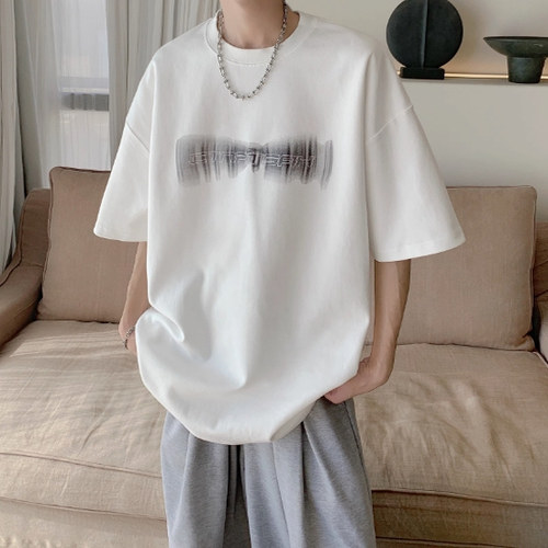 Tim Peake字母港风短袖t恤男夏季美式高街潮牌设计感潮流上衣B719
