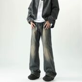 Tim A006 高级感宽松直筒休闲裤 Peake牛仔裤 男渐变水洗微喇叭裤