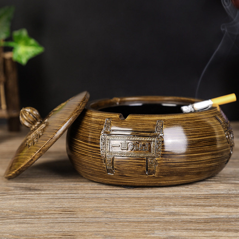 锦桂坊 适用家居创意雕纹烟灰缸 多功能环保树脂工艺 可定制