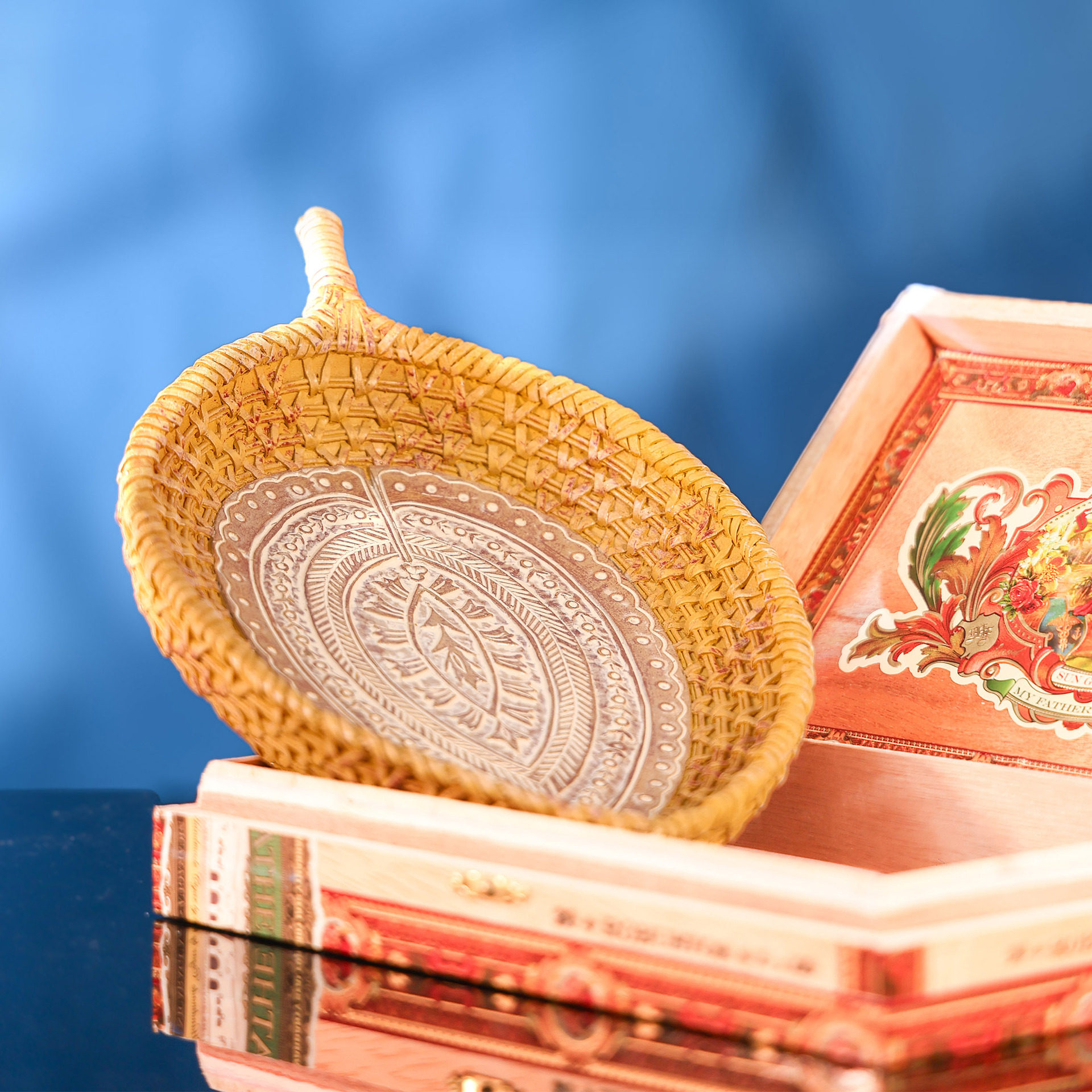 简约风仿亚麻草木编制篮子桌面小摆件收纳家居物品餐桌电视柜
