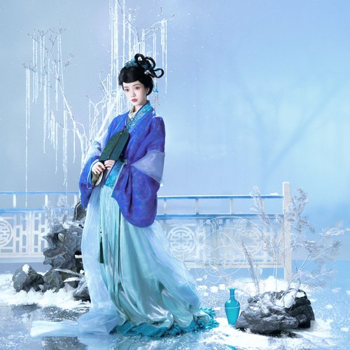 琴挑晋制东汉复原垂胡袖襦裙