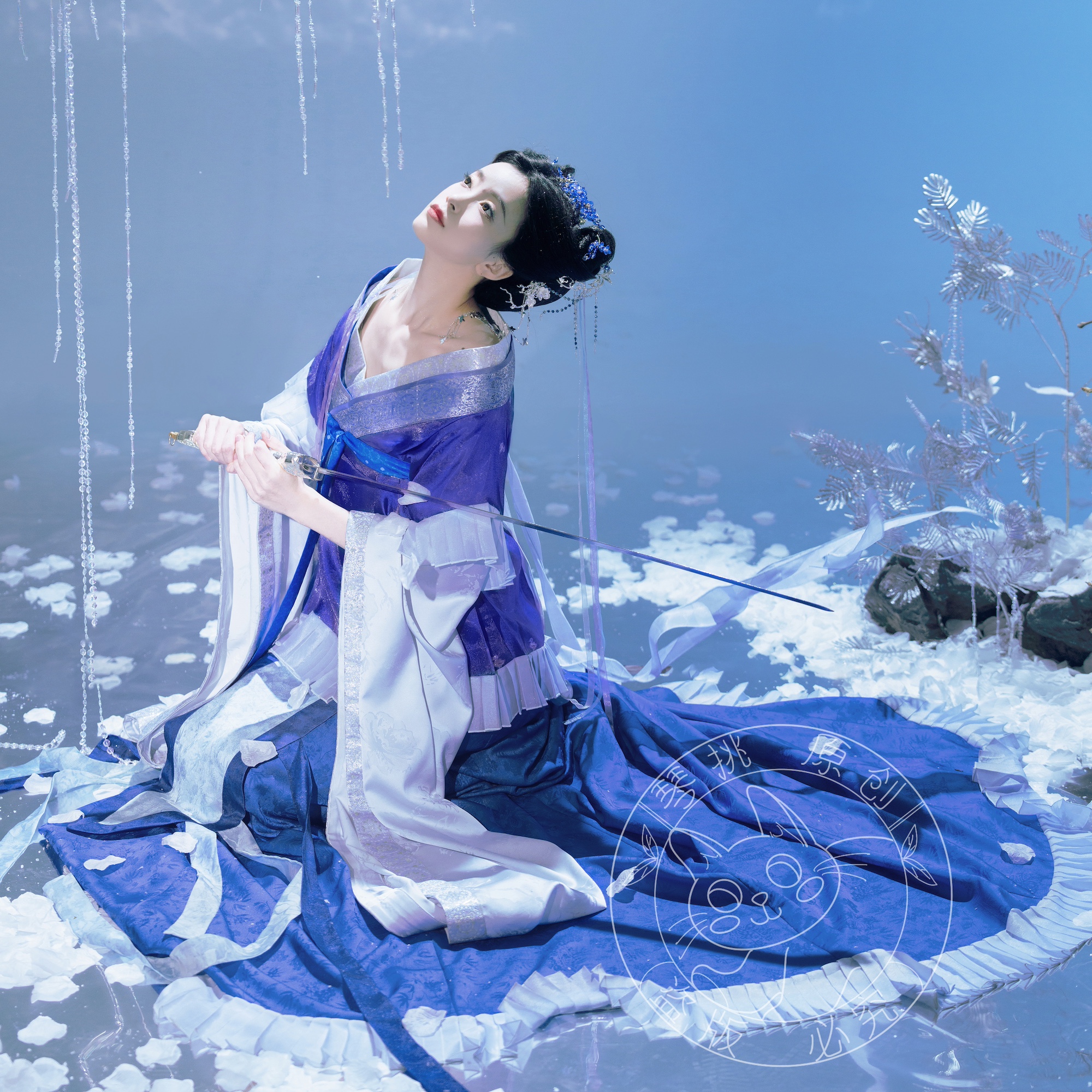 琴挑隋制半袖襦裙袿衣广袖流仙裙