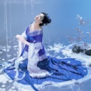 襦裙袿衣广袖 半袖 流仙裙 倾杯序·宝蓝 琴挑隋制