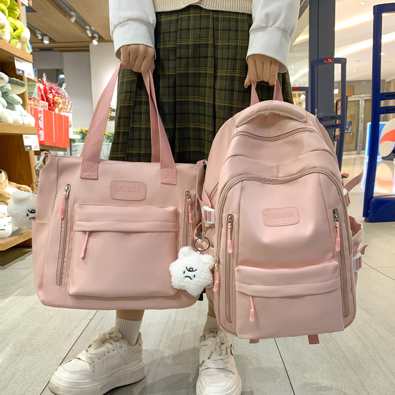 玛嘎女生纯色简约校园双肩包背包