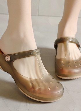 veblen洞洞鞋女外穿防滑凉拖鞋包头沙滩鞋透气软底孕妇护士凉鞋夏