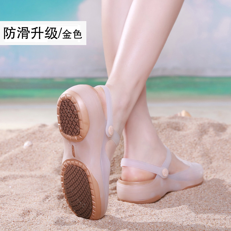 防滑洞洞鞋女包头厚底外穿拖鞋夏