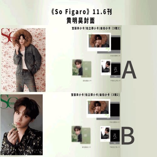 SoFigaro 11月 黄明昊A/B封面+官方小卡2张 精品购物指南杂志2025年11月 /  Another Man卓识杂志2025年4月 黄明昊