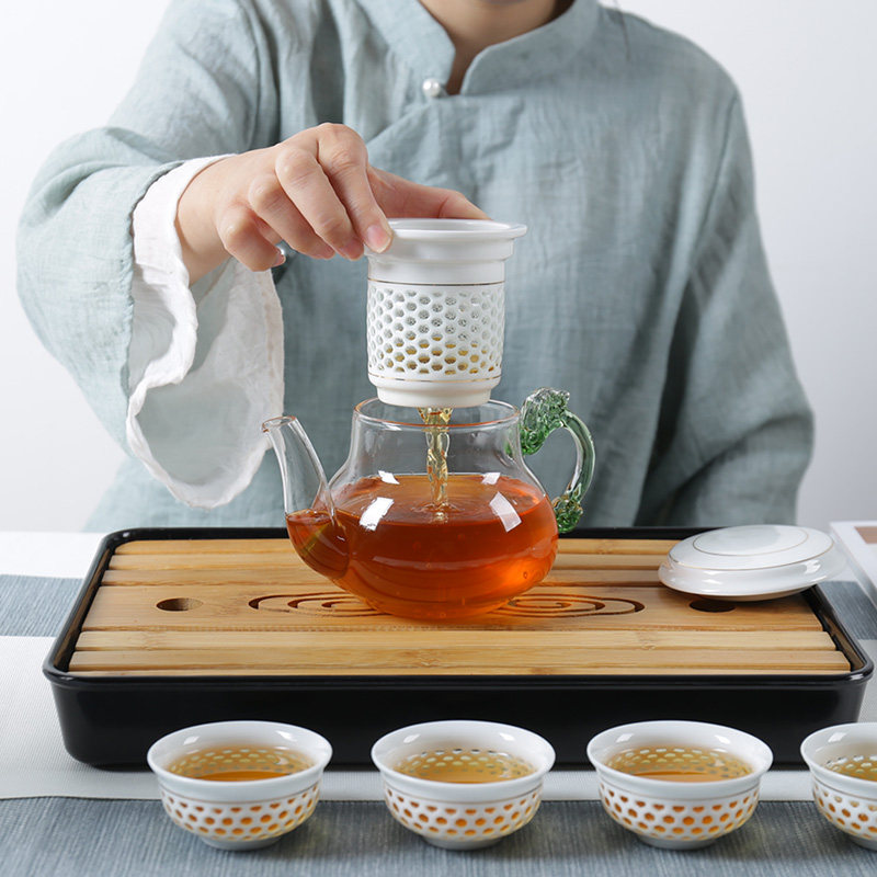 加厚玻璃茶壶玲珑陶瓷过滤内胆耐高温红茶功夫茶具泡茶器杯子套装