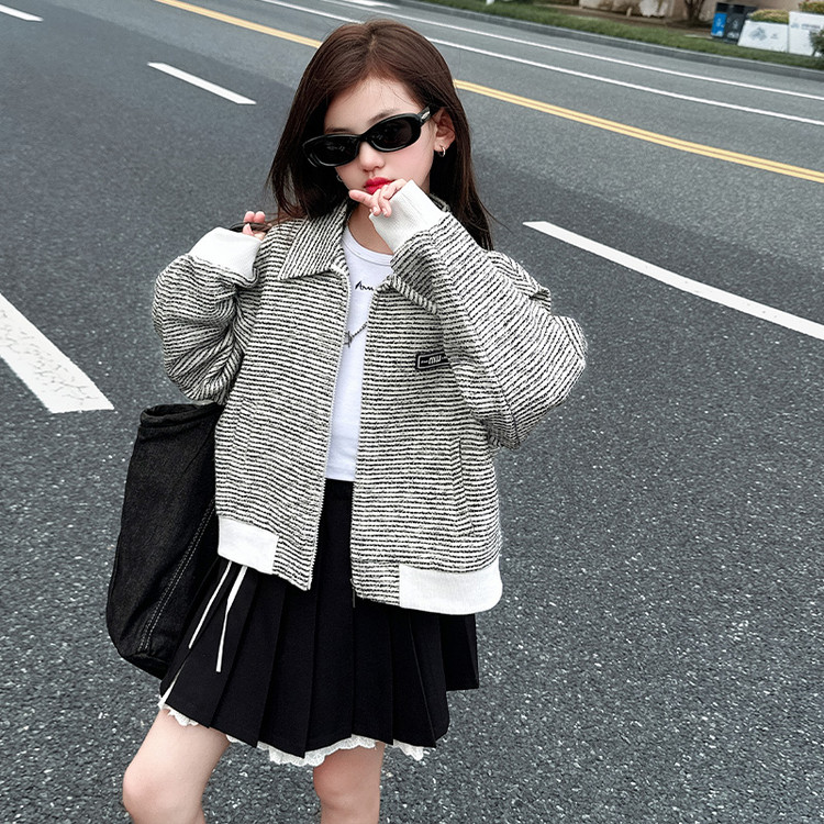 俏乐儿&小香风条纹外套童装童装