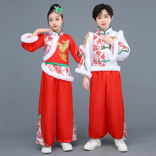 儿童安塞腰鼓舞蹈服装表演服陕北中小学生陕西秧歌舞龙打鼓演出服