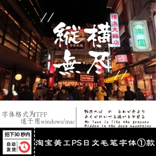 淘宝美工/影楼写真/平面设计PS日系年代江湖气息日文毛笔字体素材
