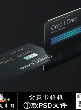 高级简约质感芯片会员卡银行卡信用卡磁卡样机模板PS贴图设计素材