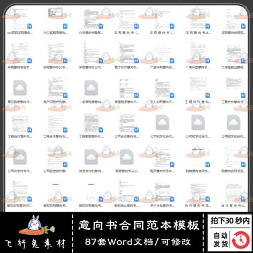 商业合作意向书合同范本工程项目投资合伙意向协议书word文档模板