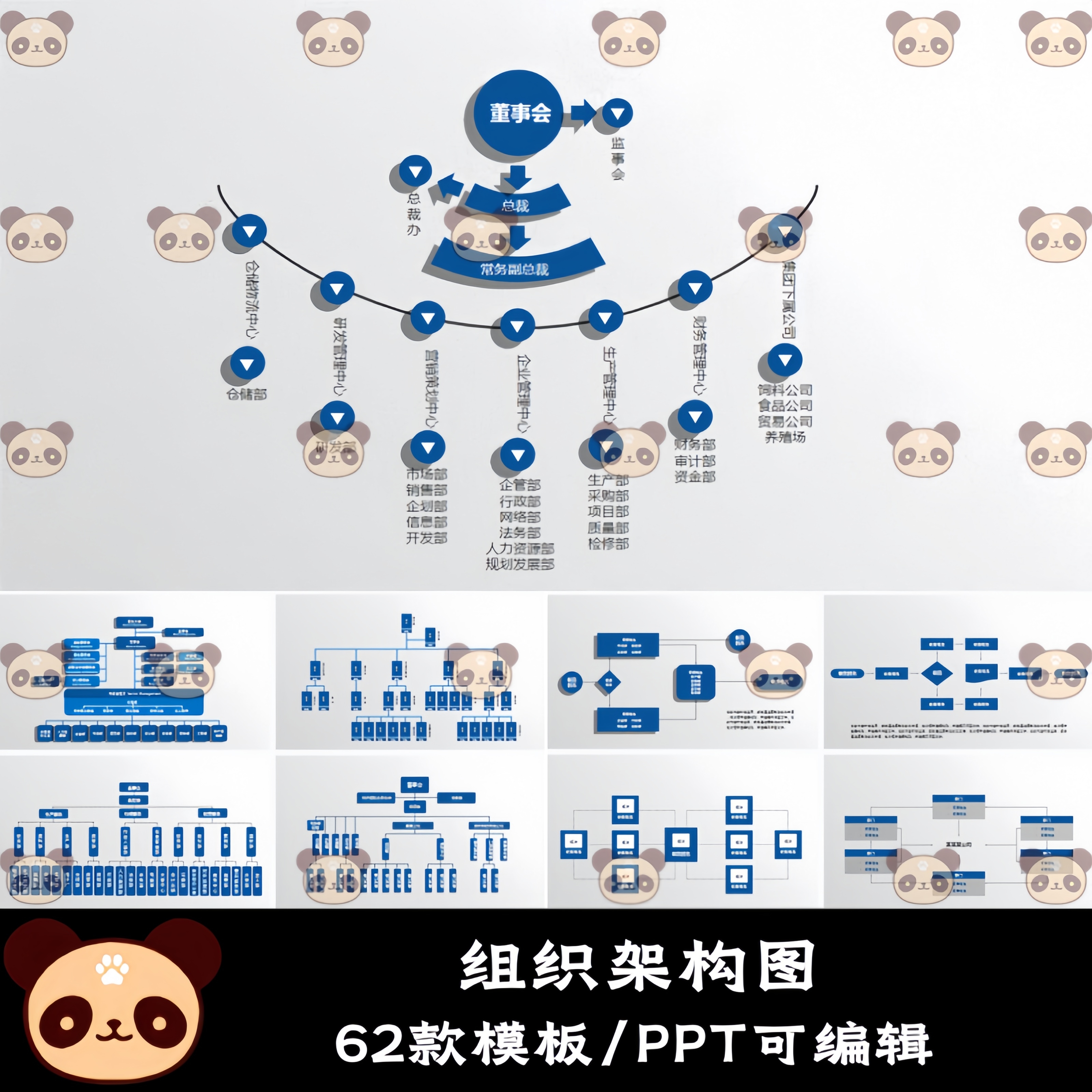 简约商务公司企业集团人事人员架构树状导图组织架构图PPT模板