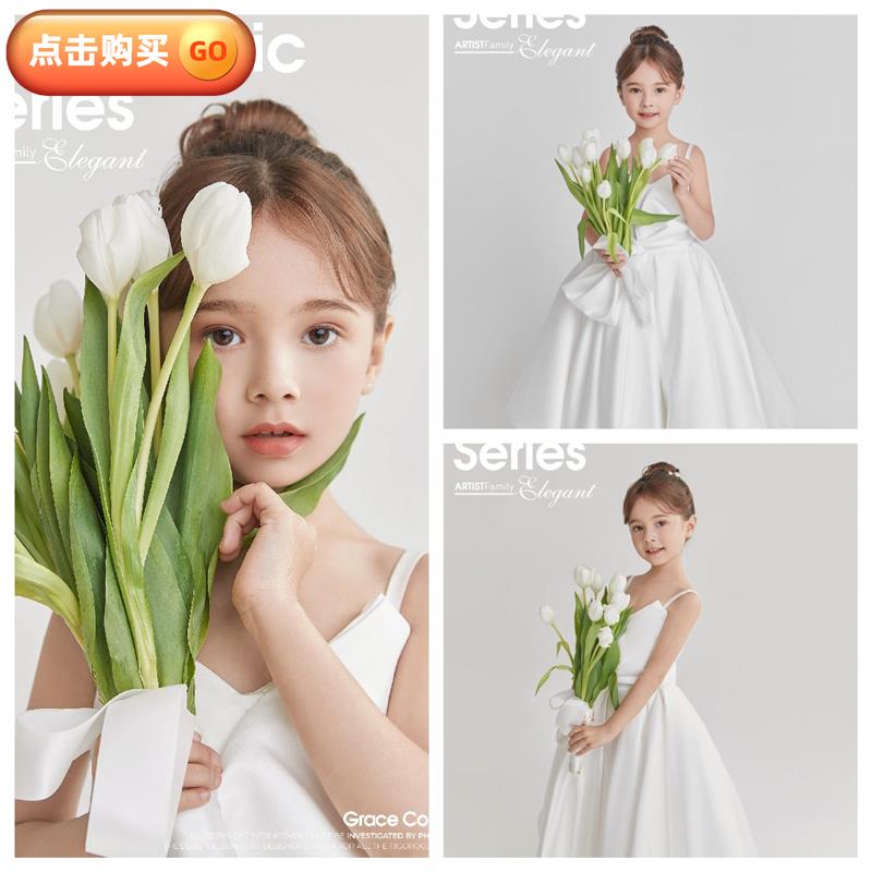 新款儿童摄影放大样片影楼高端儿童室内单色女生写真艺术样照152