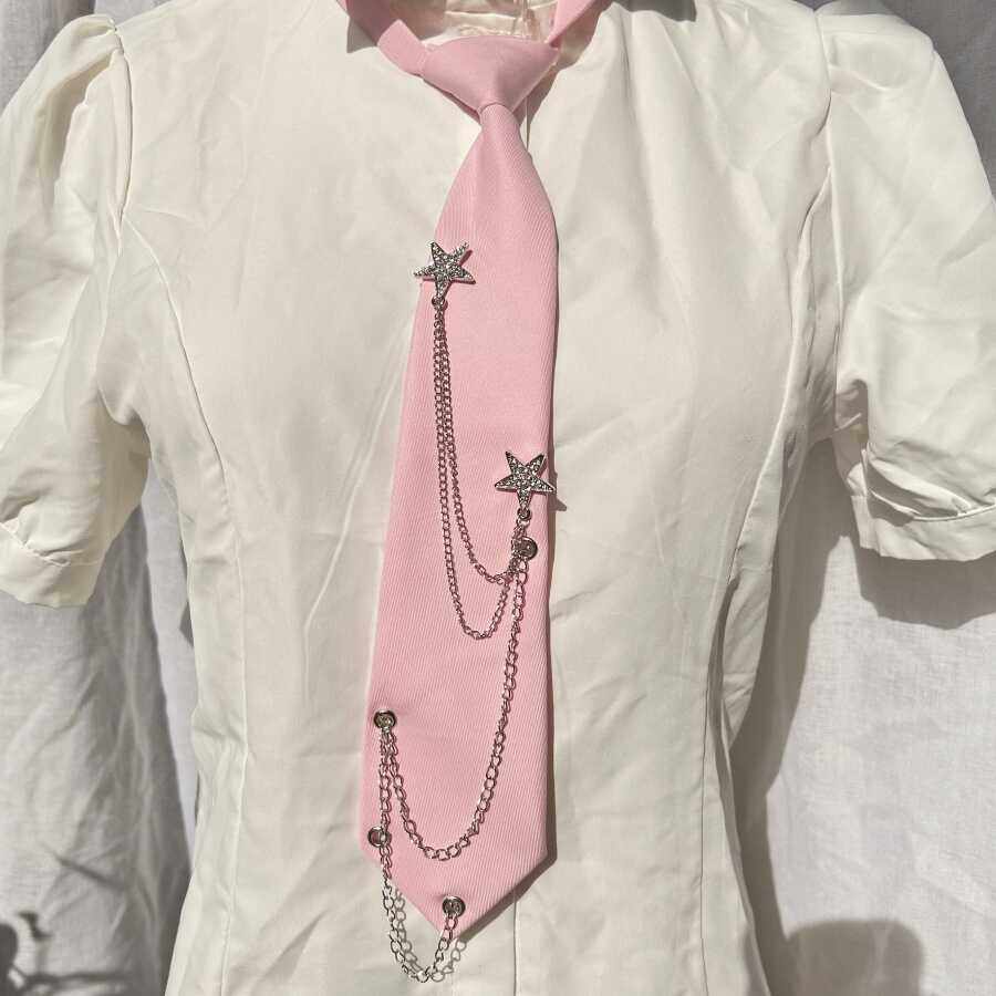 原创链条领带女黑色免打爱心花纹懒人网红ins时尚韩版学院风痞帅,服饰配件/皮带/帽子/围巾,领带,淘宝优惠券,粉丝福利购,淘宝优惠卷