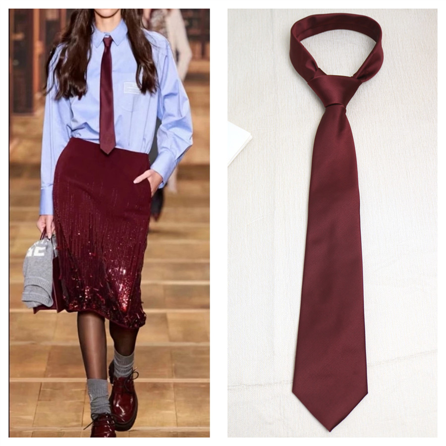 细螺纹涤丝休闲8CM安哥拉红