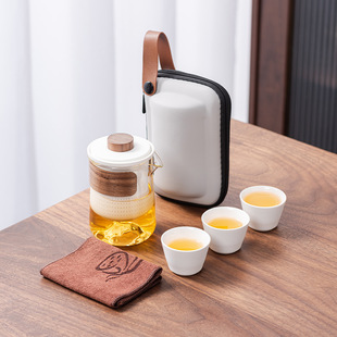 旅行茶具功夫茶具小套装 便携式 一壶三杯户外旅游泡茶壶快客杯定制