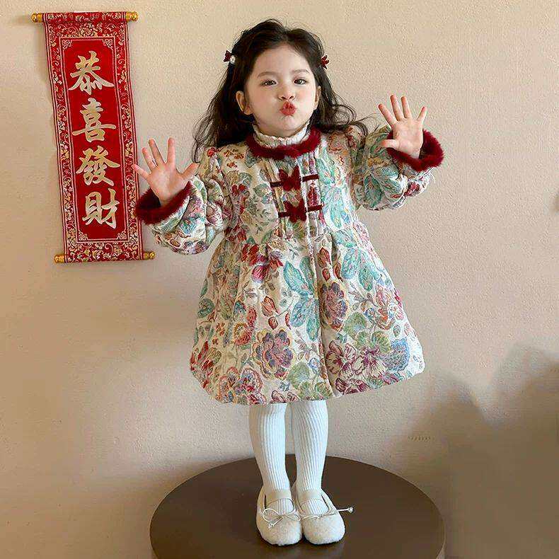 拜年服女童冬季2024新款女宝宝周岁礼服新中式过年服儿童冬装汉服