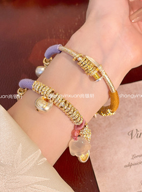 尚银轩9999纯银盘缠猫爪银手镯