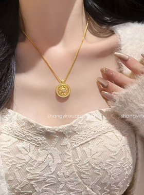 尚银轩925纯银八宝罗盘项链可转