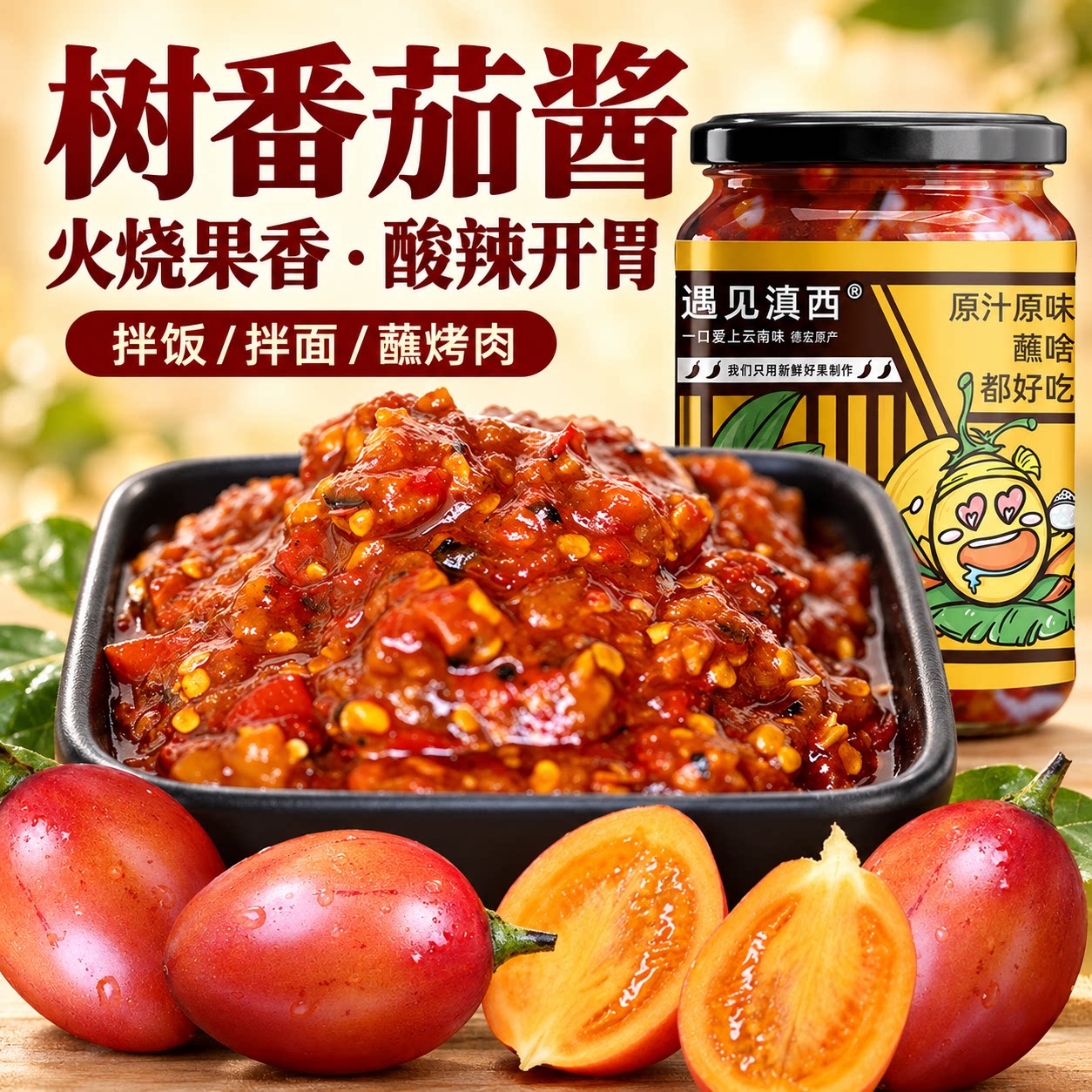 云南德宏特产火烧树番茄辣椒酱洋酸茄小米辣椒酱酸辣酱拌面下饭菜