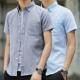 衬衫 短袖 纯色衬衫 休闲棉纯色牛津布中青年潮流百搭修身 男衬衣韩版