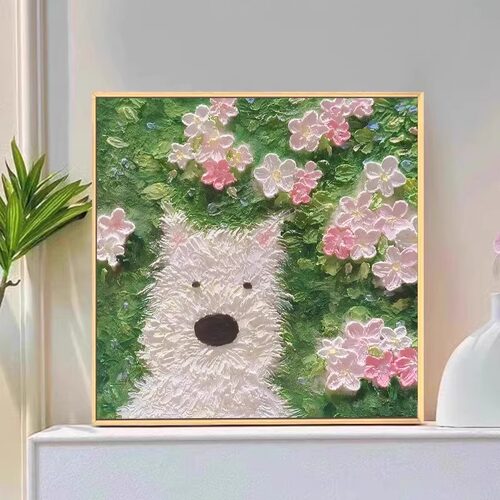 可爱小狗装饰画挂画治愈高级感