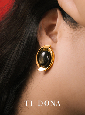 TI DONA权利系列金曜石耳环小众设计师金色复古高级感轻奢大气质