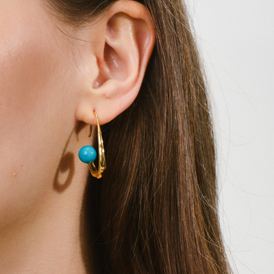 TIDONA蓝松石弯钩耳环