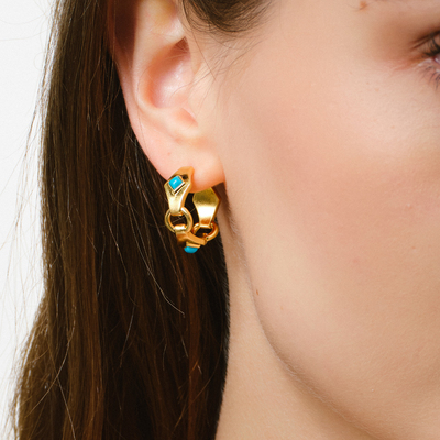 TIDONA层峦蓝松石环形耳环