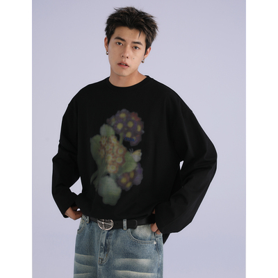 FROM WRTING字由花卉印花刺绣长袖T恤男女2025秋季新款设计感上衣