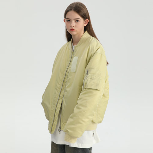 潮牌工装纯色飞行夹克棉服