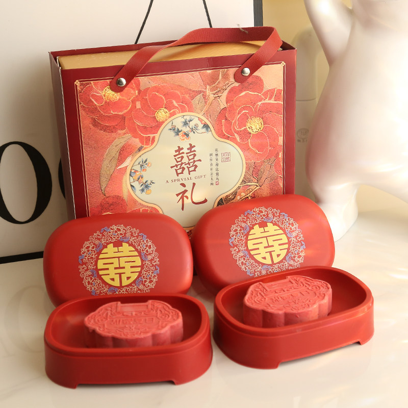 创意结婚肥皂盒一对卫生间红色喜庆香皂新娘新婚陪嫁用品洗漱套装
