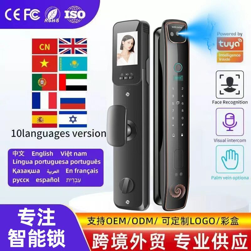 外贸人脸识别指纹锁家用防盗门可视密码锁电子锁智能门锁厂家智能